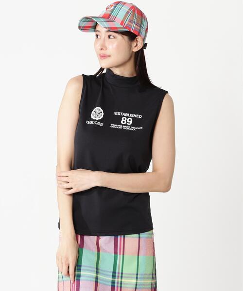 PEARLY GATES(パーリーゲイツ)の「【PEARLY GATES】FD40/-FD100dベア擬似メッシュスリーブレスハイネックカットソー(Tシャツ/カットソー・レディース・ホワイト/ネイビー・MEDIUM/X-SMALL)」の4枚目の写真
