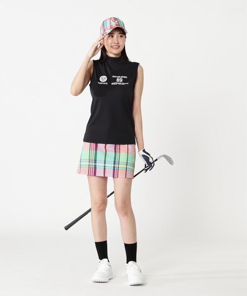 PEARLY GATES(パーリーゲイツ)の「【PEARLY GATES】FD40/-FD100dベア擬似メッシュスリーブレスハイネックカットソー(Tシャツ/カットソー・レディース・ホワイト/ネイビー・MEDIUM/X-SMALL)」の6枚目の写真