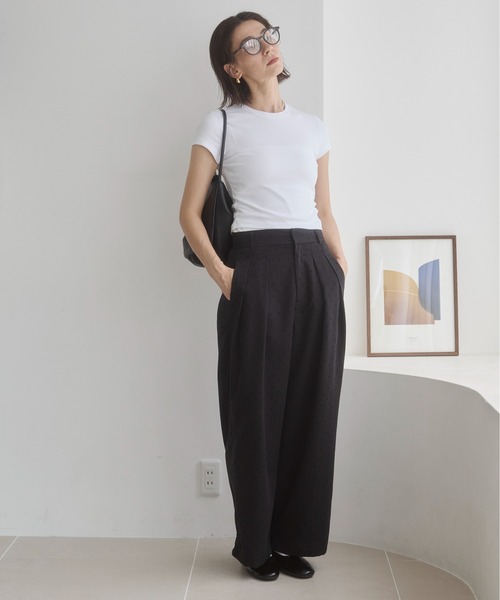 ANGIE(アンジー)の「フロッキードット タック ワイドパンツ / オフィスカジュアル / 秋服(スラックス・レディース・ブラウン/ブラック・FREE)」の7枚目の写真