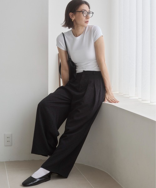 ANGIE(アンジー)の「フロッキードット タック ワイドパンツ / オフィスカジュアル / 秋服(スラックス・レディース・ブラウン/ブラック・FREE)」の15枚目の写真
