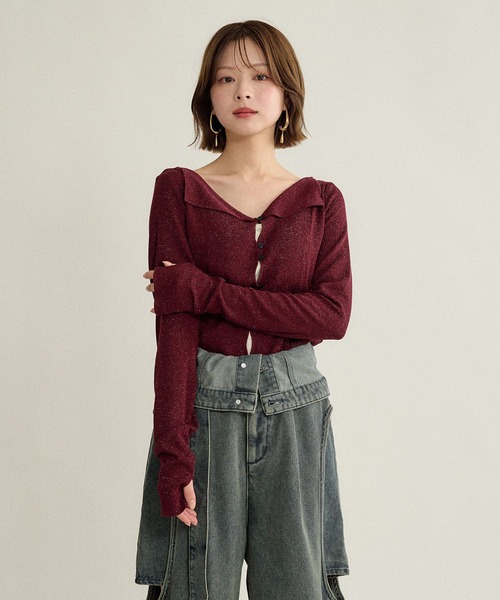 mideal(マイディール)の「design rib tops / デザインリブトップス(Tシャツ/カットソー・レディース・アイボリー/グレー/ブラウン/ボルドー・FREE)」の11枚目の写真
