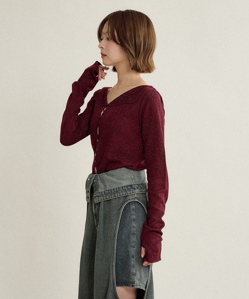 mideal(マイディール)の「design rib tops / デザインリブトップス(Tシャツ/カットソー・レディース・アイボリー/グレー/ブラウン/ボルドー・FREE)」の13枚目の写真