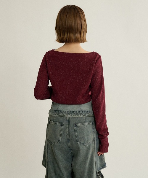 mideal(マイディール)の「design rib tops / デザインリブトップス(Tシャツ/カットソー・レディース・アイボリー/グレー/ブラウン/ボルドー・FREE)」の14枚目の写真