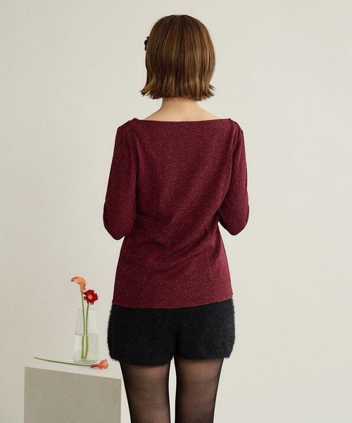 mideal(マイディール)の「design rib tops / デザインリブトップス(Tシャツ/カットソー・レディース・アイボリー/グレー/ブラウン/ボルドー・FREE)」の8枚目の写真