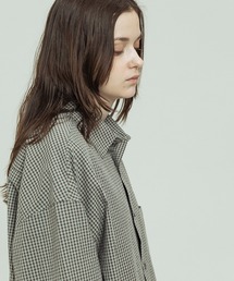 【SLICK/スリック】Mini Check Seersucker Oversized Drawstring Shirt/ミニチェック シアサッカー オーバーサイズドローストリングシャツ/リラックスシルエット