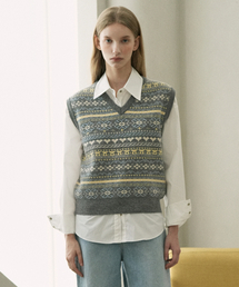 Ramswool Jacquard Knit Vest (gray)