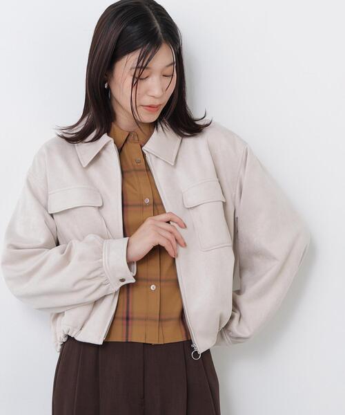 N.(N. Natural Beauty Basic)(エヌエヌナチュラルビューティーベーシック)の「フェイクスエードステンカラーブルゾン(ブルゾン・レディース・ベージュ/キャメル・FREE)」の1枚目の写真