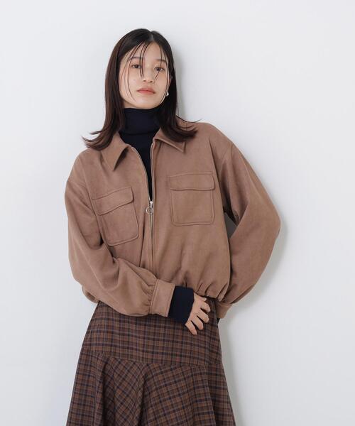 N.(N. Natural Beauty Basic)(エヌエヌナチュラルビューティーベーシック)の「フェイクスエードステンカラーブルゾン(ブルゾン・レディース・ベージュ/キャメル・FREE)」の2枚目の写真