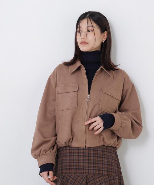N.(N. Natural Beauty Basic)(エヌエヌナチュラルビューティーベーシック)の「フェイクスエードステンカラーブルゾン(ブルゾン・レディース・ベージュ/キャメル・FREE)」の4枚目の写真