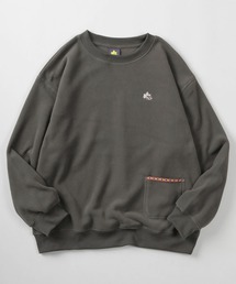 【71】【LOGOS/ロゴス】フリース リブ使い トレーナー/防寒 ワンポイント刺繍 スウェット/プルオーバー/クルーネック/ビッグシルエット/レディース