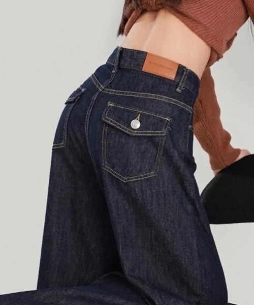 yuue' ( wear )（ユーイ）の「ハイウエストワイドバギーデニムパンツ（デニムパンツ・レディース・ネイビー・L/M/S）」の8枚目の写真
