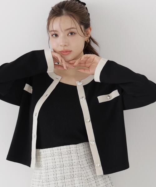 PROPORTION BODY DRESSING(プロポーションボディドレッシング)の「バイカラーアンサンブルニット / 1216270905(アンサンブル・レディース・ホワイト/ブラック/ピンク・MEDIUM/SMALL)」の2枚目の写真