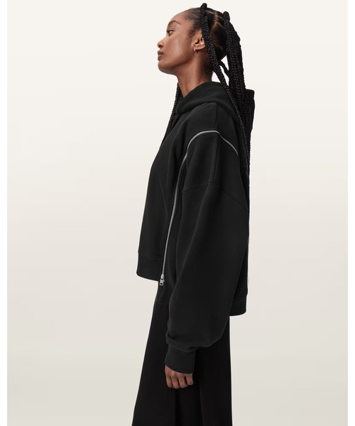 ALLSAINTS（オールセインツ）の「CIARA OVERSIZED ZIP DETAIL HOODIE | CIARA オーバーサイズ ジップ ディテール フーディー（パーカー・レディース・ブラック・XS）」の3枚目の写真
