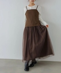 【選べるサイズ展開】レイヤード風チュールキャミワンピース