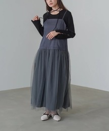 【選べるサイズ展開】レイヤード風チュールキャミワンピース