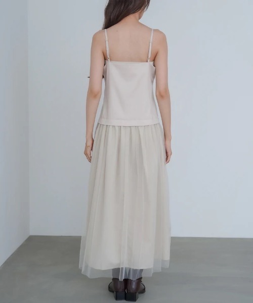 Bab(バブ)の「【選べるサイズ展開】レイヤード風チュールキャミワンピース(ワンピース・レディース・チャコールグレー/ブラウン/アイボリー・SMALL/MEDIUM)」の6枚目の写真