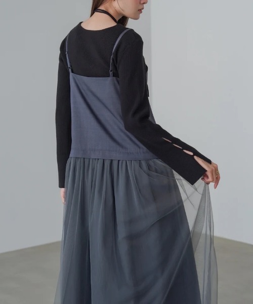 Bab(バブ)の「【選べるサイズ展開】レイヤード風チュールキャミワンピース(ワンピース・レディース・チャコールグレー/ブラウン/アイボリー・SMALL/MEDIUM)」の21枚目の写真