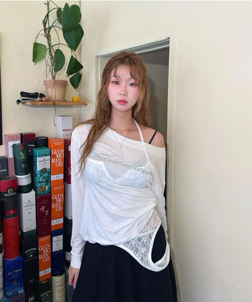 ZIZEMUSEUM(ジゼミュージアム)の「ワンショルダーシアーロングスリーブ(ホワイト)(Tシャツ/カットソー・レディース・その他・OS)」の8枚目の写真