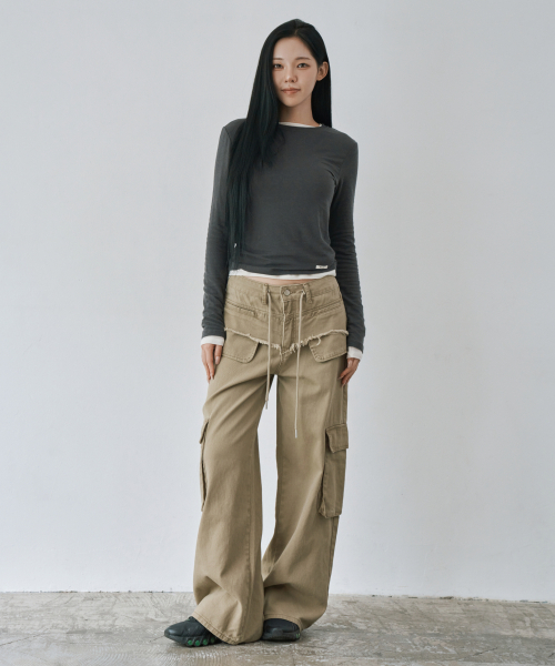 WAARFORWOMAN(ワール・フォー・ウーマン)の「W1155 ダイング剤カーゴパンツ_カーキ(その他パンツ・レディース・その他・SMALL/MEDIUM/LARGE)」の3枚目の写真