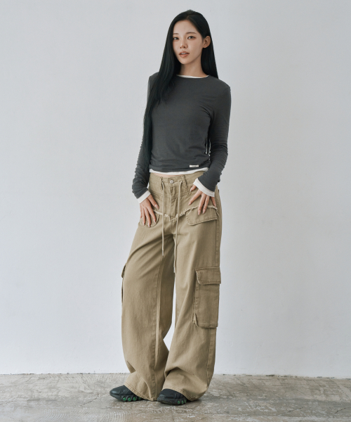 WAARFORWOMAN(ワール・フォー・ウーマン)の「W1155 ダイング剤カーゴパンツ_カーキ(その他パンツ・レディース・その他・SMALL/MEDIUM/LARGE)」の4枚目の写真