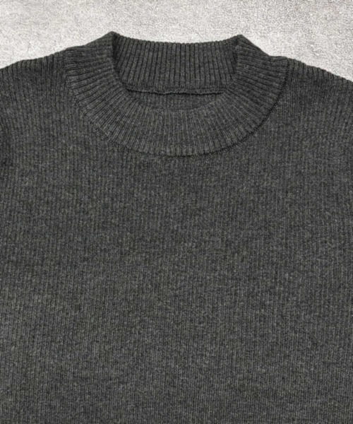 LOWO(ロワ)の「ウールブレンドモックネック半袖リブニットプルオーバー(ニット/セーター・レディース・ブラウン/チャコールグレー/カーキ/アイボリー/ブラック・FREE)」の22枚目の写真
