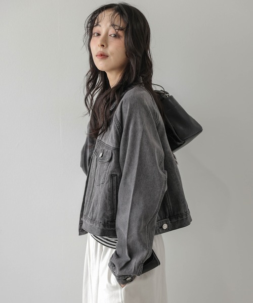 AMELY(エミリー)の「ヴィンテージライク クロップドデニムジャケット /羽織り/ライトアウター(その他アウター・レディース・ライトブルー/ブルー/ブラック・フリー)」の16枚目の写真