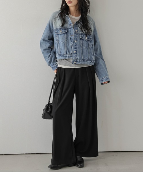 AMELY(エミリー)の「ヴィンテージライク クロップドデニムジャケット /羽織り/ライトアウター(その他アウター・レディース・ライトブルー/ブルー/ブラック・フリー)」の5枚目の写真