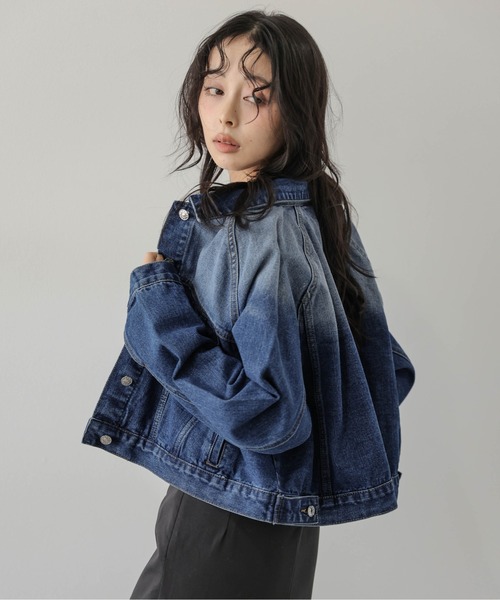 AMELY(エミリー)の「ヴィンテージライク クロップドデニムジャケット /羽織り/ライトアウター(その他アウター・レディース・ライトブルー/ブルー/ブラック・フリー)」の11枚目の写真