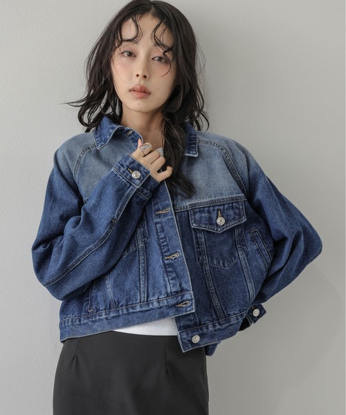 AMELY(エミリー)の「ヴィンテージライク クロップドデニムジャケット /羽織り/ライトアウター(その他アウター・レディース・ライトブルー/ブルー/ブラック・フリー)」の9枚目の写真
