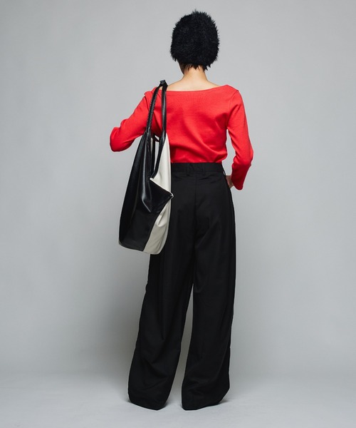 Narcissus(ナルシス)の「【Narcissus】ボートネックリブT / 長袖 カットソー ロンT(Tシャツ/カットソー・レディース・レッド/ブラック/グレー・FREE)」の7枚目の写真