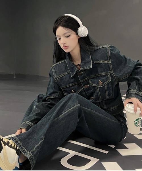 FAVORITO(ファヴォリート)の「デニムトップスパンツセットアップ(セットアップ・レディース・ブルー・S/M/L)」の2枚目の写真