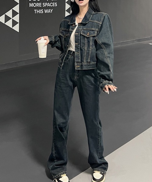 FAVORITO(ファヴォリート)の「デニムトップスパンツセットアップ(セットアップ・レディース・ブルー・S/M/L)」の5枚目の写真