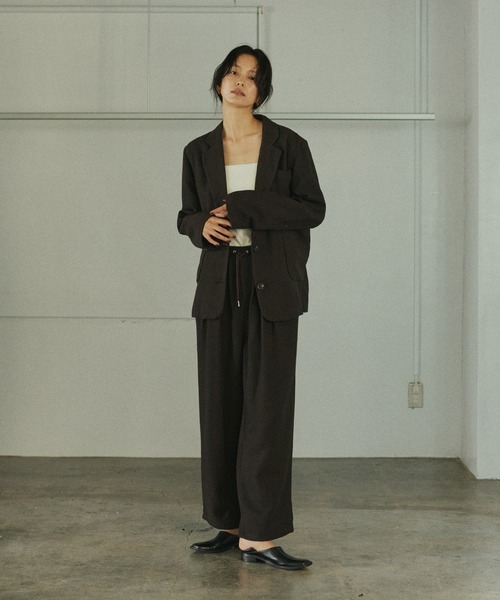 hellam(へラム)の「ヘリンボーンイージーワイドパンツ(その他パンツ・レディース・ブラック/ベージュ/ダークブラウン/ブラウン・FREE)」の5枚目の写真