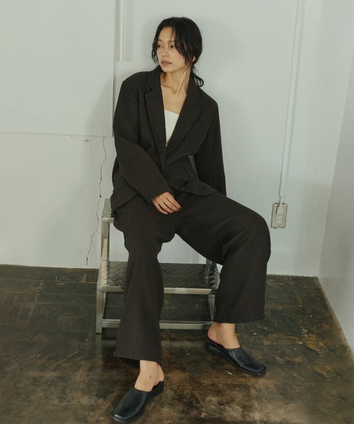 hellam(へラム)の「ヘリンボーンイージーワイドパンツ(その他パンツ・レディース・ブラック/ベージュ/ダークブラウン/ブラウン・FREE)」の6枚目の写真