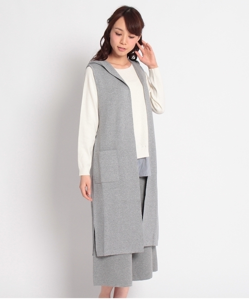 HusHusH（ハッシュアッシュ）の「フーデッドミラノリブベスト（ベスト・レディース・グレー/ブラック・02）」の3枚目の写真