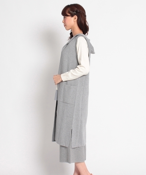 HusHusH（ハッシュアッシュ）の「フーデッドミラノリブベスト（ベスト・レディース・グレー/ブラック・02）」の4枚目の写真