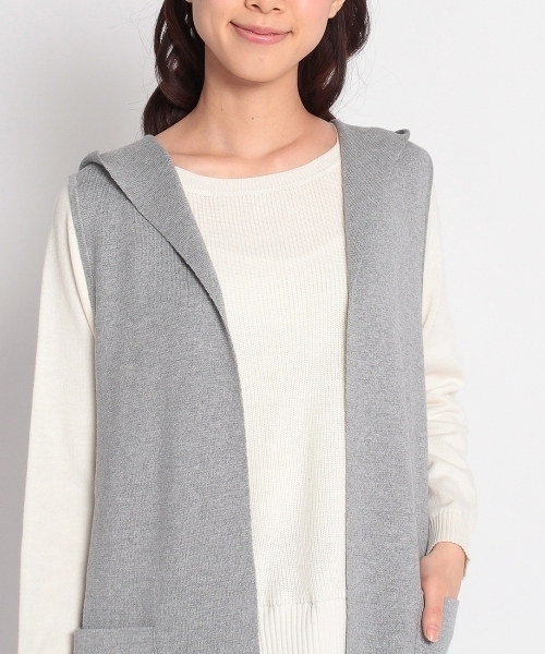 HusHusH（ハッシュアッシュ）の「フーデッドミラノリブベスト（ベスト・レディース・グレー/ブラック・02）」の6枚目の写真