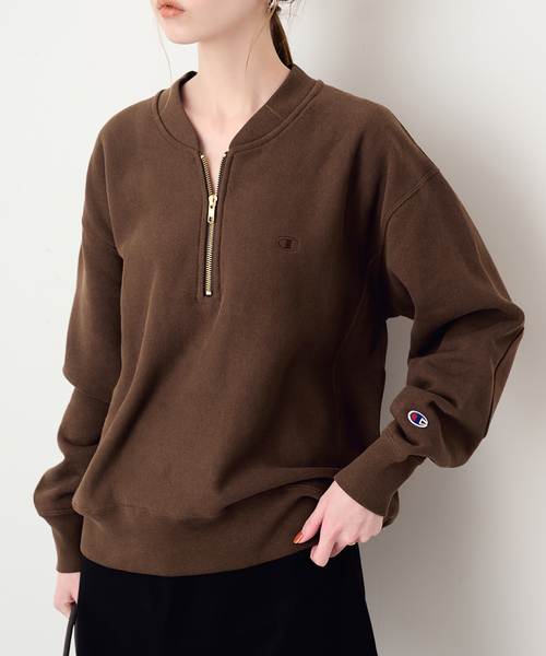 Champion(チャンピオン)の「Champion/チャンピオン SLOBE別注 ハーフジップスウェット(スウェット・レディース・ブラウン/ネイビー/ブラック・FREE)」の5枚目の写真