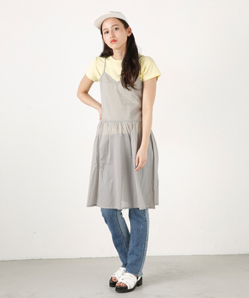 MOUSSY（マウジー）の「COTTON LONG CAMI DRESS（ワンピース・レディース・グレー/ブラック/ホワイト・FREE）」の3枚目の写真