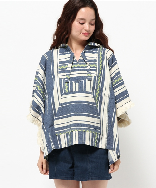 X-girl(エックスガール)の「【mini掲載】MEXICAN PONCHO /ポンチョ/メキシカン/トップス(その他トップス・レディース・ブルー/ホワイト・ONE SIZE)」の7枚目の写真