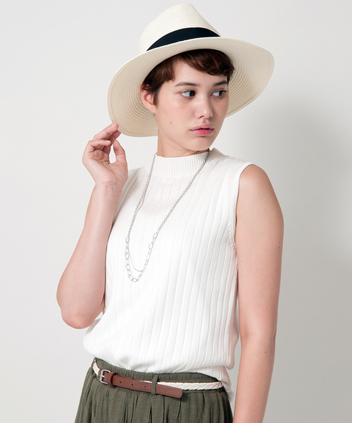 ikka（イッカ）の「12Gワイドリブノースリプルオーバー（ニット/セーター・レディース・グレー/ホワイト・LARGE/MEDIUM）」の2枚目の写真