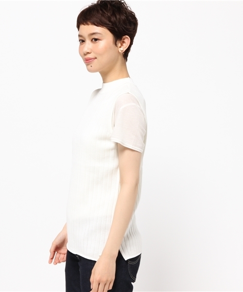 ikka（イッカ）の「12Gワイドリブノースリプルオーバー（ニット/セーター・レディース・グレー/ホワイト・LARGE/MEDIUM）」の4枚目の写真