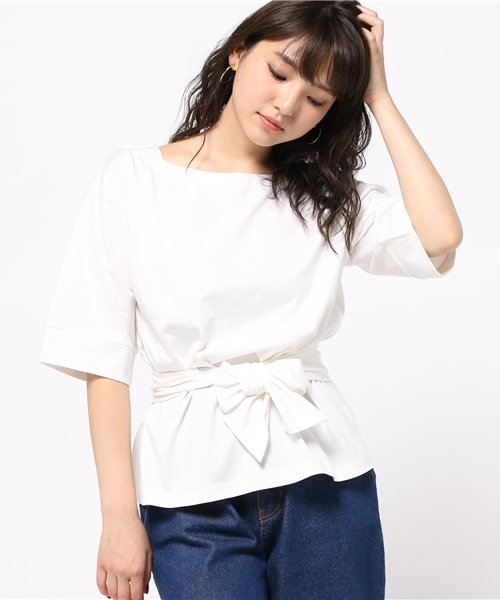 MOUSSY（マウジー）の「COTTON RIBBON LOOSE TOPS J（Tシャツ/カットソー・レディース・ブラック/ホワイト/ブラウン・FREE）」の9枚目の写真