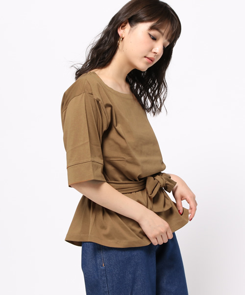 MOUSSY（マウジー）の「COTTON RIBBON LOOSE TOPS J（Tシャツ/カットソー・レディース・ブラック/ホワイト/ブラウン・FREE）」の4枚目の写真