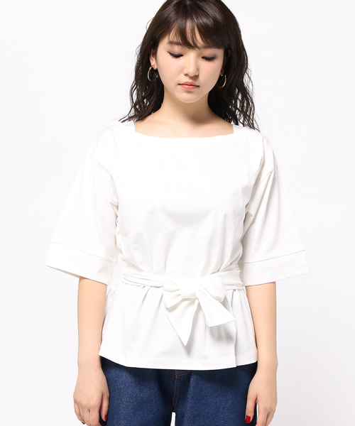 MOUSSY（マウジー）の「COTTON RIBBON LOOSE TOPS J（Tシャツ/カットソー・レディース・ブラック/ホワイト/ブラウン・FREE）」の11枚目の写真