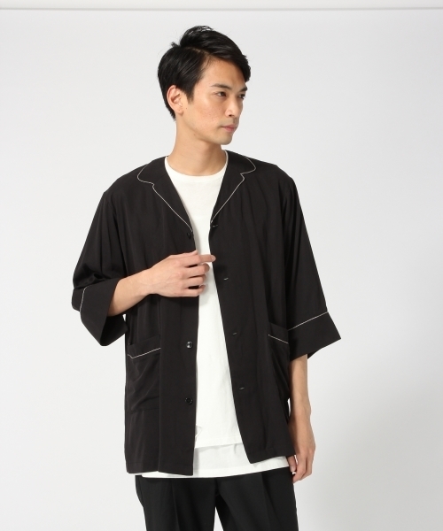 HARE（ハレ）の「モダールパジャマシャツ7分袖(HARE)（シャツ/ブラウス・メンズ・ブラック/グレー・MEDIUM/SMALL）」の2枚目の写真