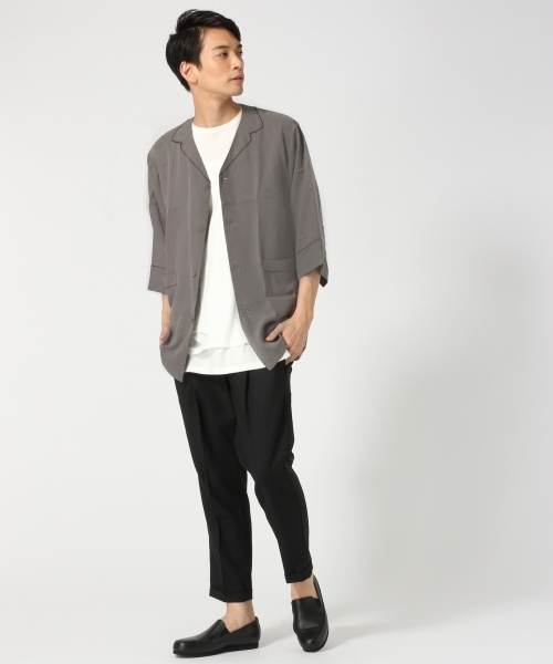 HARE（ハレ）の「モダールパジャマシャツ7分袖(HARE)（シャツ/ブラウス・メンズ・ブラック/グレー・MEDIUM/SMALL）」の4枚目の写真