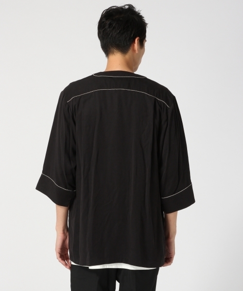 HARE（ハレ）の「モダールパジャマシャツ7分袖(HARE)（シャツ/ブラウス・メンズ・ブラック/グレー・MEDIUM/SMALL）」の6枚目の写真