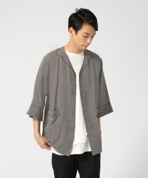HARE（ハレ）の「モダールパジャマシャツ7分袖(HARE)（シャツ/ブラウス・メンズ・ブラック/グレー・MEDIUM/SMALL）」の16枚目の写真