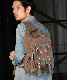 DEVICE デバイス Haze2 ミリタリー ムラ染め キャンバス メガ ボディバッグ ショルダーバッグ